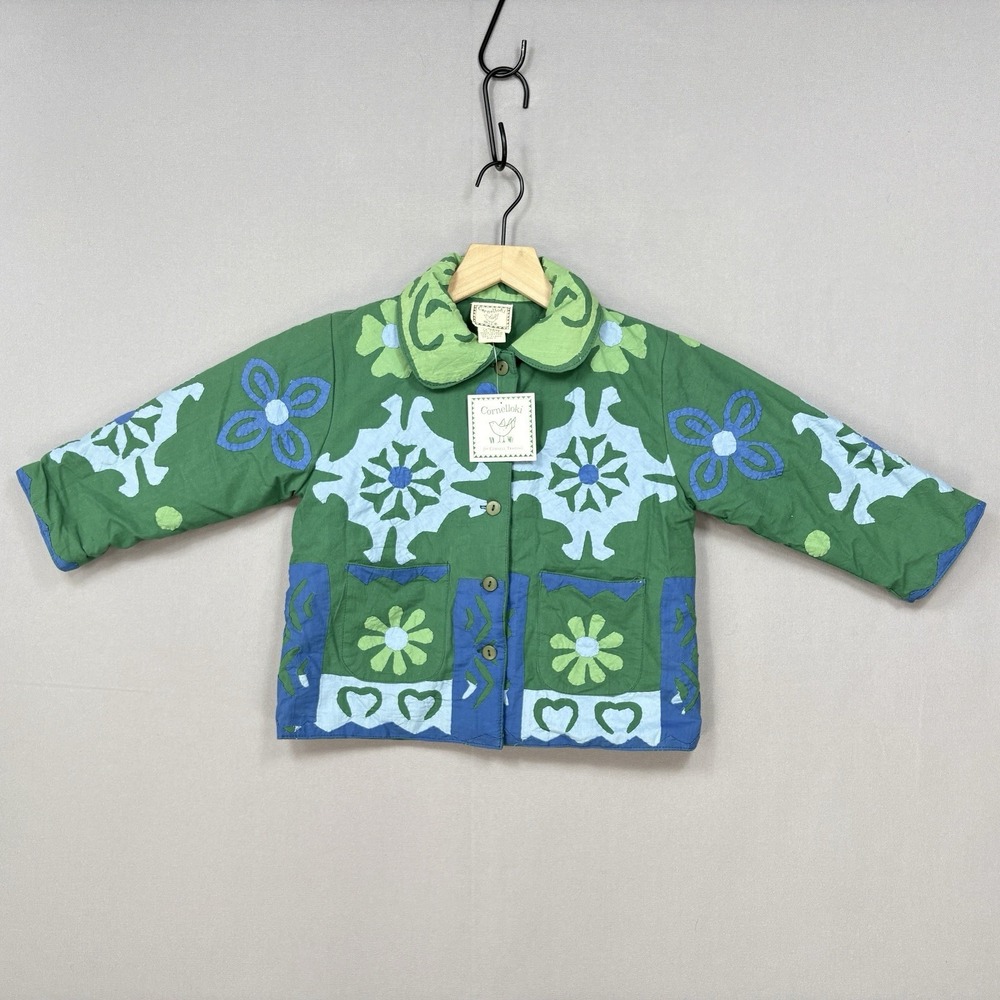 NWT Vintage Cornelloki Kids Quilted Jacket Coat Patchwork Cottagecore 3/4 Cotton